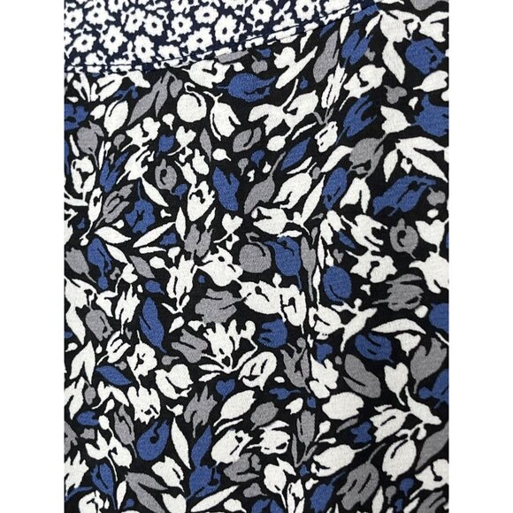 Gap Mini Dress M Blue Gray Floral Boho V-Neck Sleeveless Summer Sheath - Picture 9 of 9